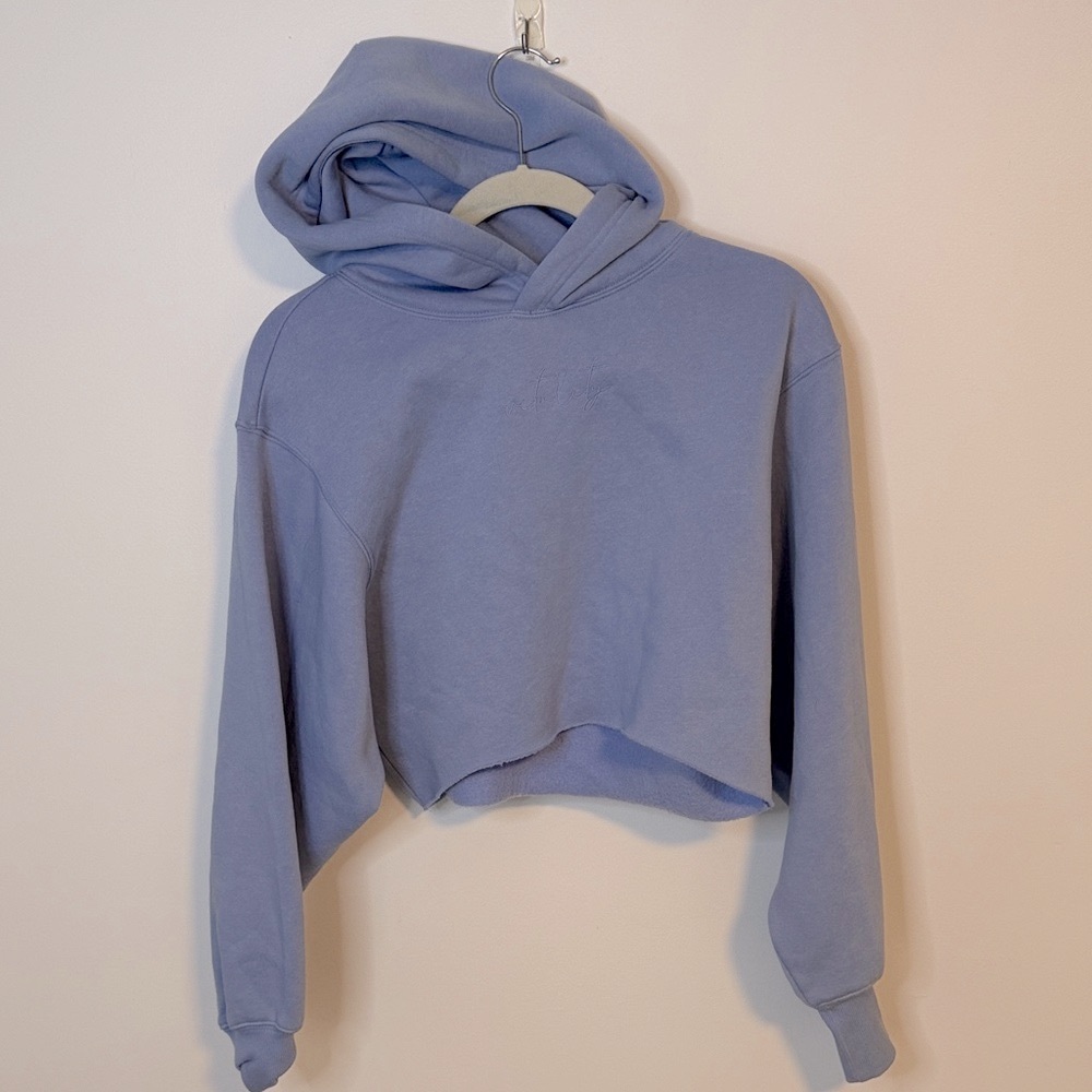 Vitality Casual Blue Cropped Hoodie for Women - Picture 1 of 4